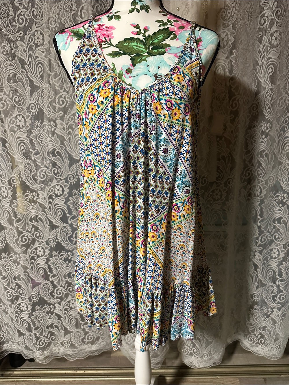 Jessica Simpson Multicolor Ruffle Swing Mini Dress or Coverup
